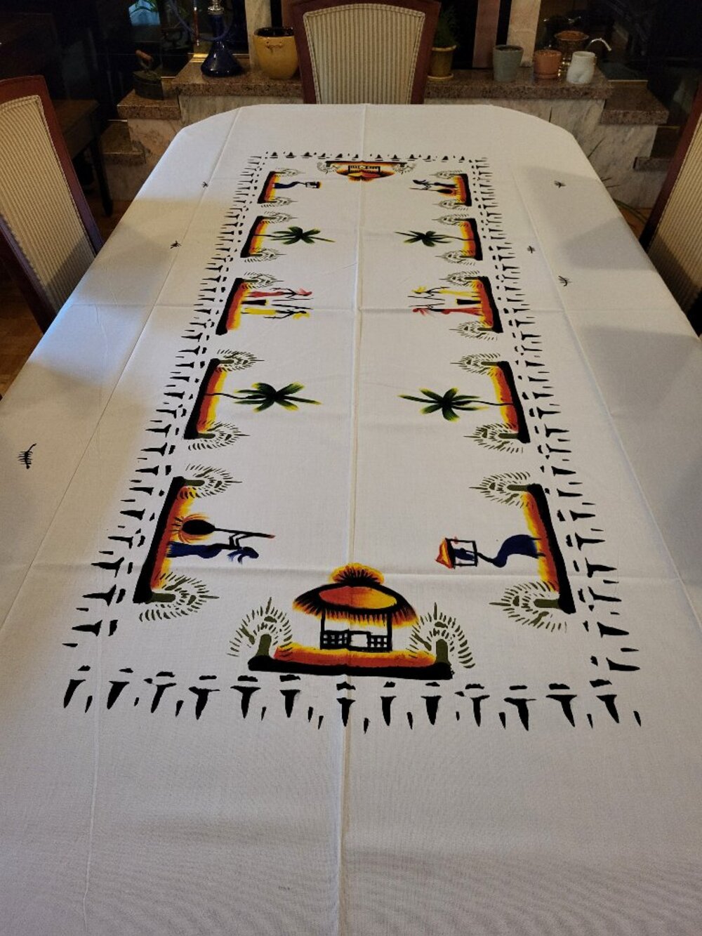 Handmade Rectangular Tablecloth & Matching Napkins from the Ivory Coast